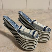 sette 12 cucchiai da zuppa cinesi in porcellana