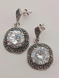 orecchini vintage argento 925 zircone art decò 