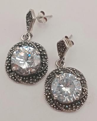orecchini vintage argento 925 zircone art decò 