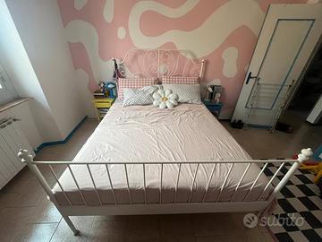 Struttura letto matrimoniale ferro battuto bianco