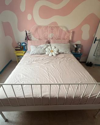 Struttura letto matrimoniale ferro battuto bianco