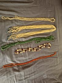 Collane in  corallo, perle di mare, ossidiana,