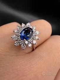 Anello in oro 18k zaffiro “Royal blue” e diamanti