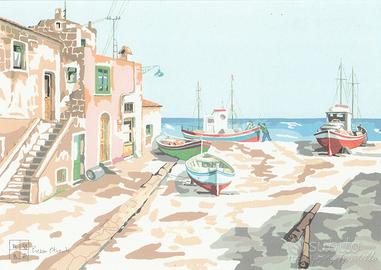 Presso Otranto 21x30 Serigrafia Aldo Riso