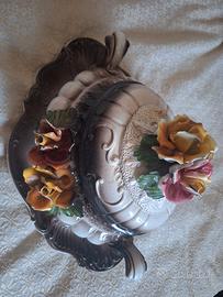 Vaso con sottovaso centrotavola stile Capodimonte