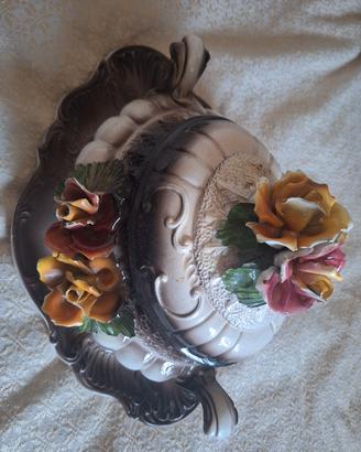 Vaso con sottovaso centrotavola stile Capodimonte