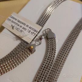 Collana in acciaio e oro 18k