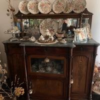 Piattaia in legno e marmo antica