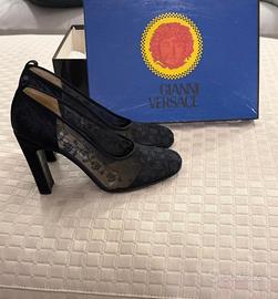 Scarpe con tacchi 8cm versace originali in pizzo