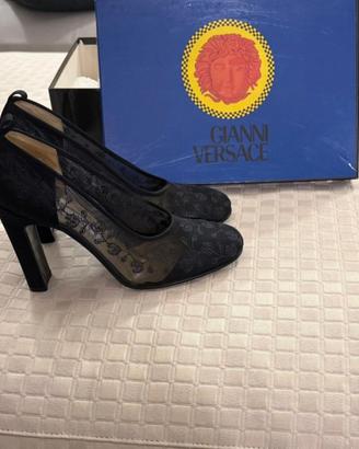 Scarpe con tacchi 8cm versace originali in pizzo
