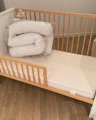 Lettino legno naturale/bianco “cresce con bambino”
