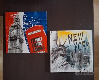 Coppia quadri su tela (Londra e New York)