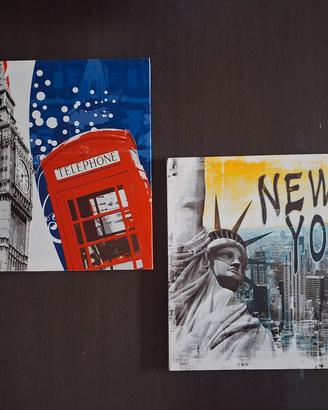 Coppia quadri su tela (Londra e New York)