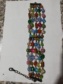 braccialetto con perle di vetro multicolore 