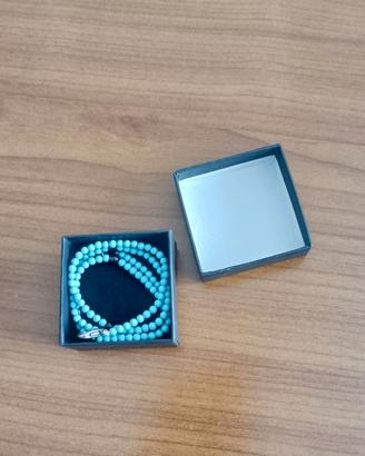 Collana uomo/donna pietre turchese e granato