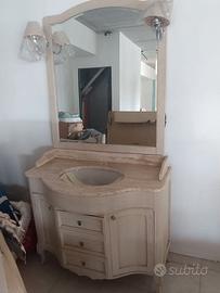 MOBILE LAVABO IN LEGNO BAGNO piano in TRAVERTINO