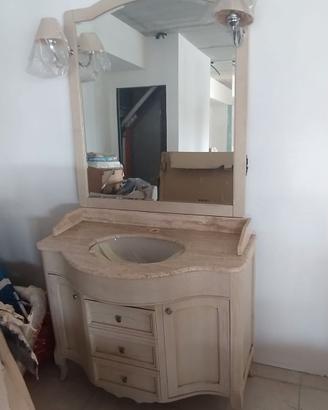 MOBILE LAVABO IN LEGNO BAGNO piano in TRAVERTINO