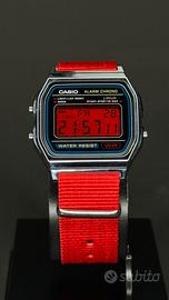 Casio A158W-1EF Mod Custom Vintage Red Nato