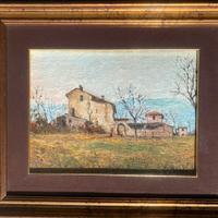 Martino Dolci Olio su Tavola Paesaggio  Bresciano