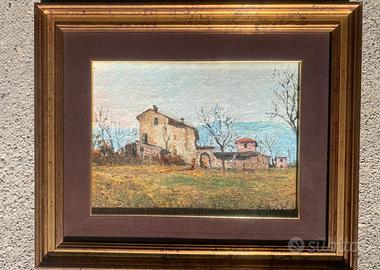 Martino Dolci Olio su Tavola Paesaggio  Bresciano