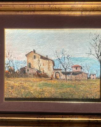 Martino Dolci Olio su Tavola Paesaggio  Bresciano