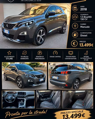 Peugeot 3008 GT Line BlueHdi  130 cvFull Optional