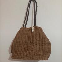 Borsa in paglia raffia vintage Rising Sun