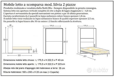 Letto a scomparsa Silvia 2 piazze