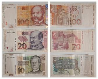 Lotto 3 banconote Croazia 