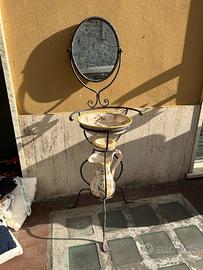 Set Toilette da Camera Lavabo in Ferro Battuto e C