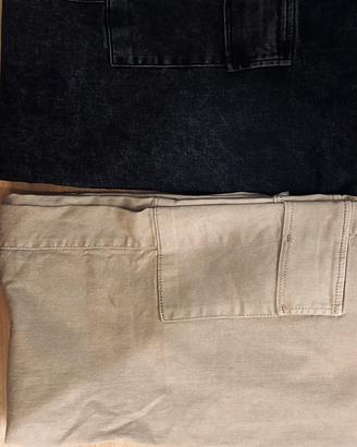 Set 2 pantaloni cargo – Nero + Beige
