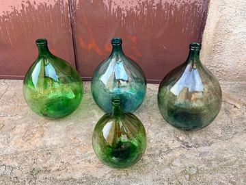 Set 4 Damigiane vetro vintage d'arredo