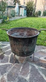 paiolo in rame antico d 51cm h 40cm peso 10kg