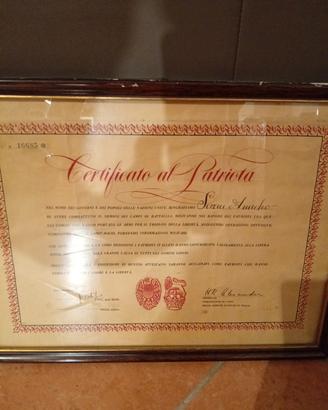 certificato al patriota 