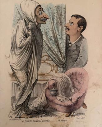 Antica Caricatura GIUSEPPE FIORDELISI Napoli 800