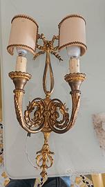Applique Vintage anni 70 in Ottone Dorato a 2 luci