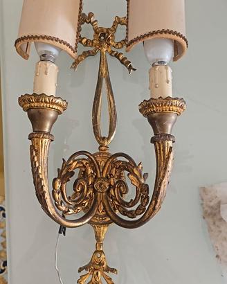 Applique Vintage anni 70 in Ottone Dorato a 2 luci