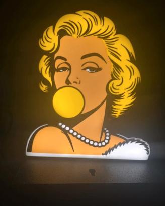 Lampada LED Marilyn Monroe Bubble Gum 3D