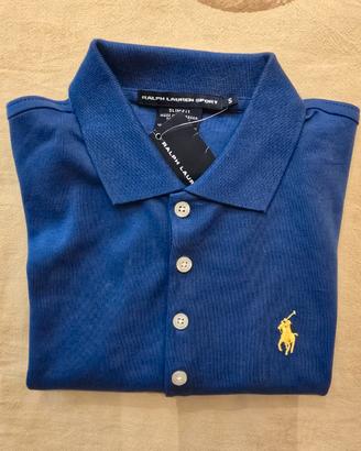 Polo RalphLauren blu manica corta nuova TG S donna