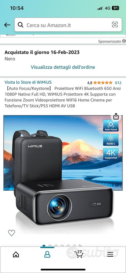 Mini Proiettore Videoproiettore Wifi HD 1080P 15000L Proiettore portatile