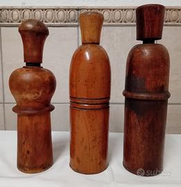 3 VECCHIE TAPPATRICI MANUALI IN LEGNO VINTAGE 