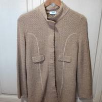 Base cappotto bouclé beige con colletto rialzato S