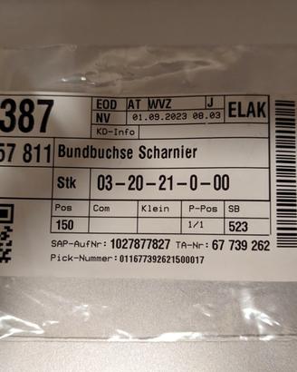 7857811 Collar bush Hinge/Bussole sportello Miele