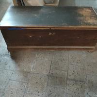 cassapanca in legno vintage da restaurare 