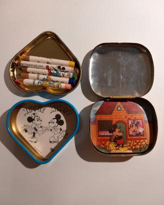 2 scatoline in latta Mickey Mouse + cancelleria