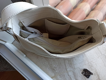 Borsa in vera pelle color bianco crema