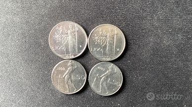 mini monete lire italiane da 50 e 100 rare fds.