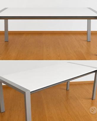 Tavolo Ciacci in legno e acciaio satinato bianco