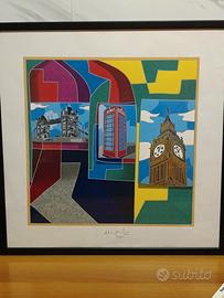 Ugo Nespolo serigrafia firmata e numerata cornice