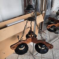 lampadario rustico in legno lanterne in ferro  